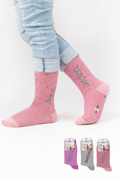 Κοριτσίστικες Παιδικές κάλτσες best friends 3 ζευγάρια ανοιχτόχρωμα