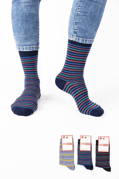 Γυναικείες Casual Κάλτσες Design PURPLE STRIPES 3 ζευγάρια Βαμβακερές