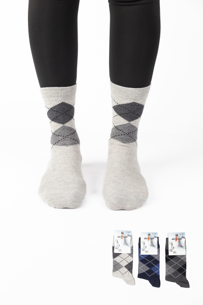Γυναικείες Casual Κάλτσες Design DARK DIAMONDS 3 ζευγάρια Βαμβακερές