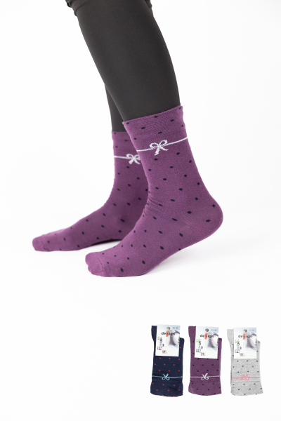 Γυναικείες Casual Κάλτσες Design DARK BOW 3 ζευγάρια Βαμβακερές