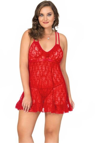 Baby doll με String - Plus Size 