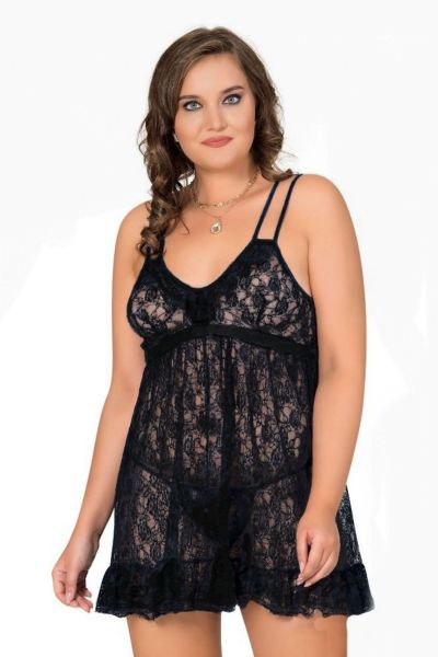 Baby doll με String - Plus Size 