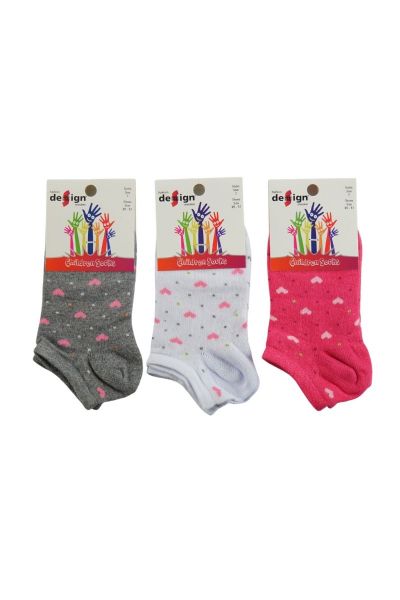 Κοριτσίστικες Παιδικές κάλτσες 3 ζευγάρια πολυχρωμα με καρδούλες 