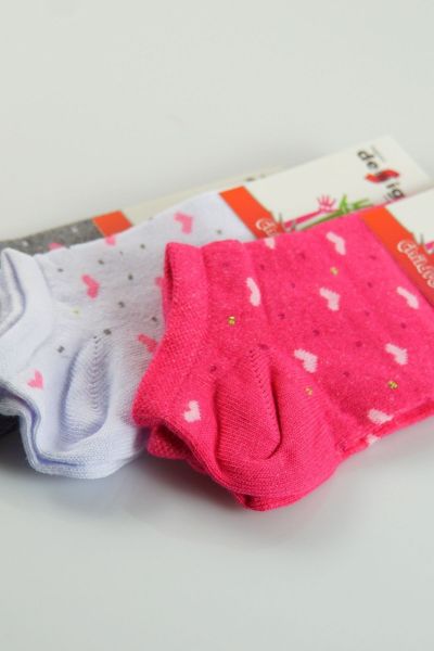 Κοριτσίστικες Παιδικές κάλτσες 3 ζευγάρια πολυχρωμα με καρδούλες 