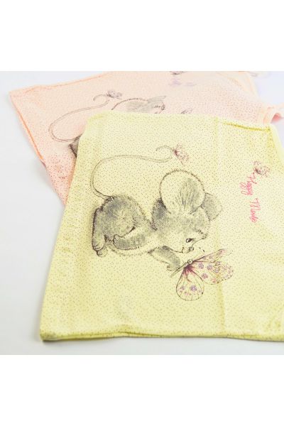 Κοριτσίστικα παιδικά βαμβακερά φανελάκια τιραντάκι σε δύο χρώματα με ποντικάκι