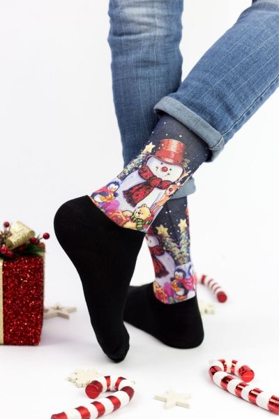Unisex Christmas Κάλτσες Trendy HAPPY SNOWMAN