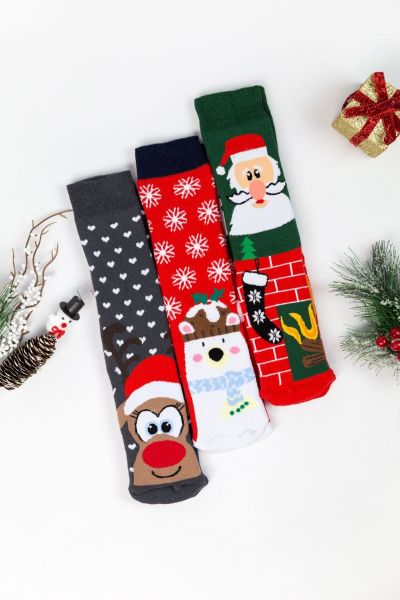Unisex χριστουγεννιάτικες κάλτσες Sadik REINDEER 3 ζευγάρια